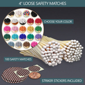 Thankful Greetings - 4" Matches - Color(s) of Your Choice + Striker Stickers: Black Tip