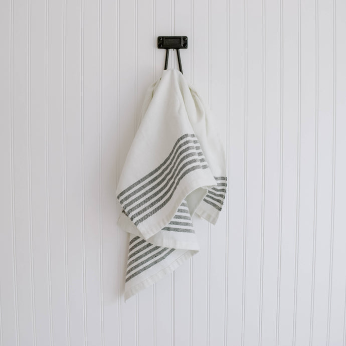 Natural Cotton Hand Towel | Black Stripes