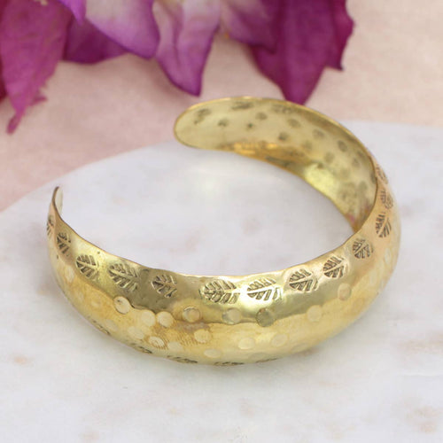 ZAD - Gold Hammered Dome Cuff Bracelet