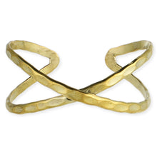 Load image into Gallery viewer, ZAD - Gold Hammered Crisscross X Cuff