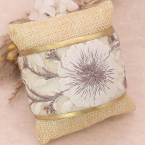 ZAD - Cream Floral Embroidered Cuff Bracelet